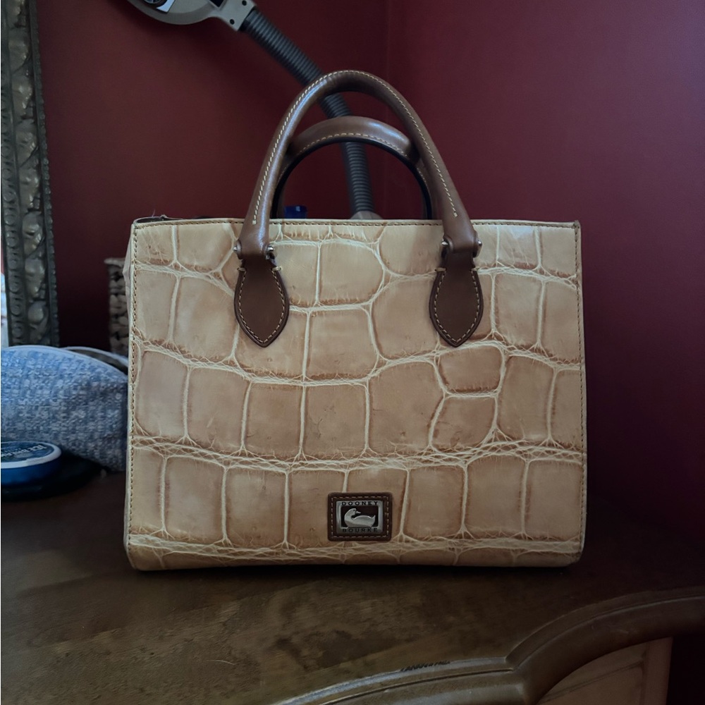 Vintage Dooney & Bourke Tan Croc-Embossed Tote